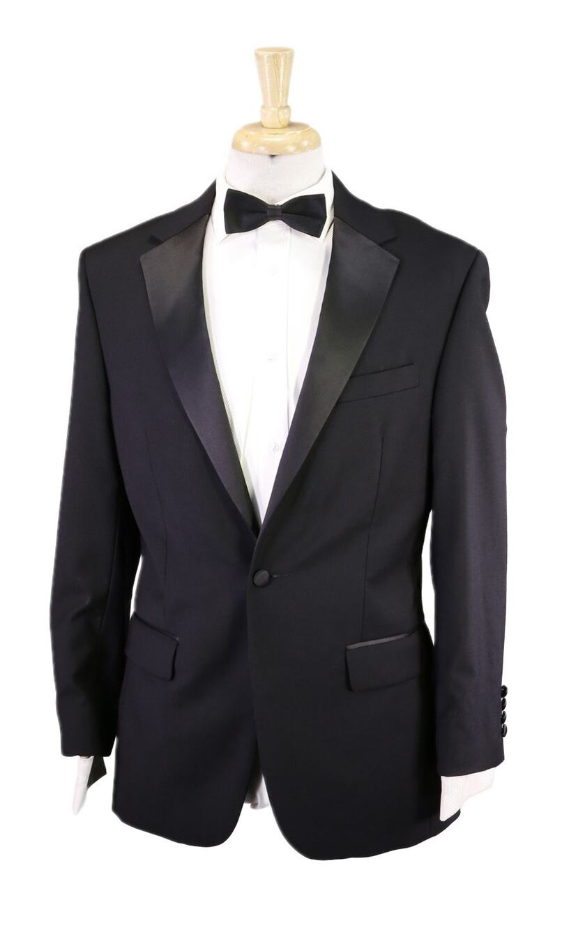 Jos A Bank Black 1-Btn Slim Fit Tuxedo Formal Wedding Suit 38S